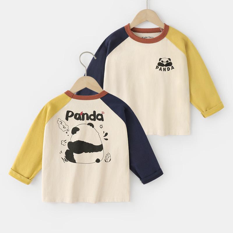 Right Europe Kids' Panda T-shirt: Antibacterial Spring/Autumn Base Layer for Infants & Children