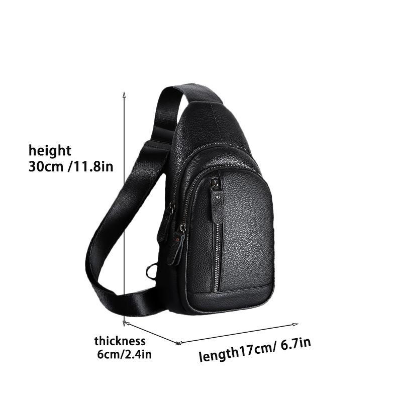 Men's Genuine Leather Crossbody Bag - Korean Style Casual Fashion Versatile Shoulder Bag