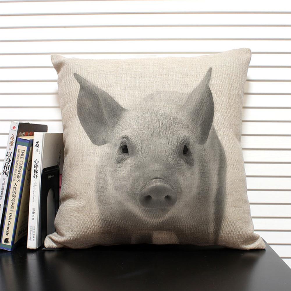 African Animal Lion Elephant Elk Decorative Pillow Cover Sofa Cushion Cover Farm Animal Portrait Linen Pillowcase 45x45cm