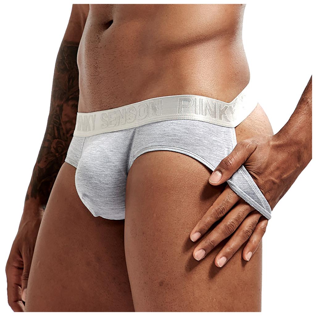 Sexy Herren-Unterwäsche mit Doppelstativ und einfarbiger niedriger Taille, Sport-Slip