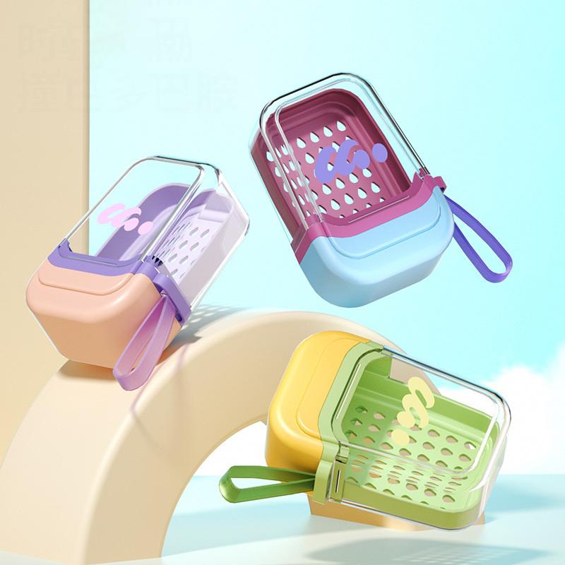 New Portable Soap Box Travel Mini Soap Box Sealed Drain With Lid Soap Box Transparent Light Luxury High-end