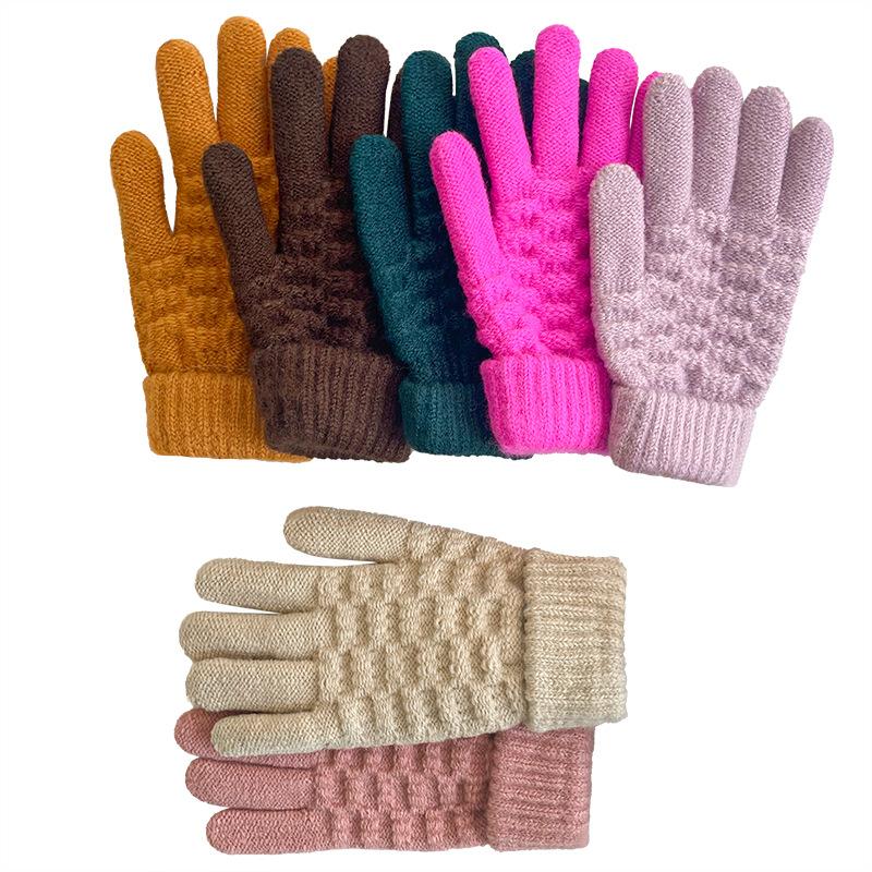 Children's Gloves Warm Knit Yarn Gloves Cute Korean for Boys and Girls Warm Gloves for Outdoor