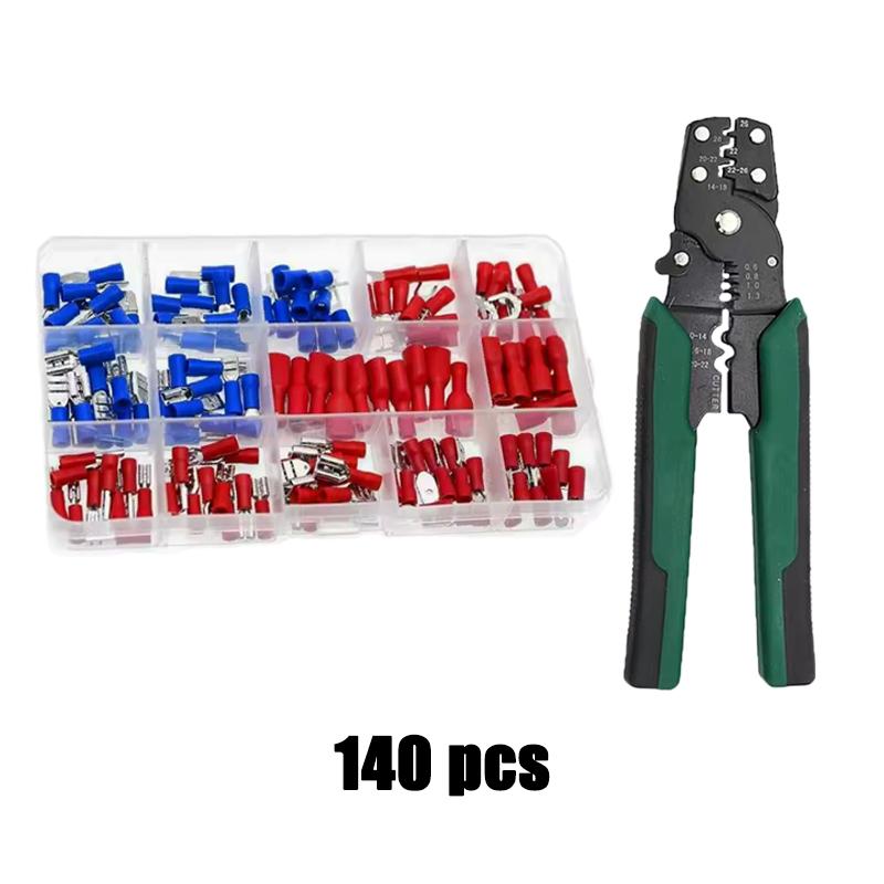 Spade Crimp Terminal Connector Kit with 4-in-1 Stripper DIY Wire Connector Connector Kit Industrial Electrical Connectors
