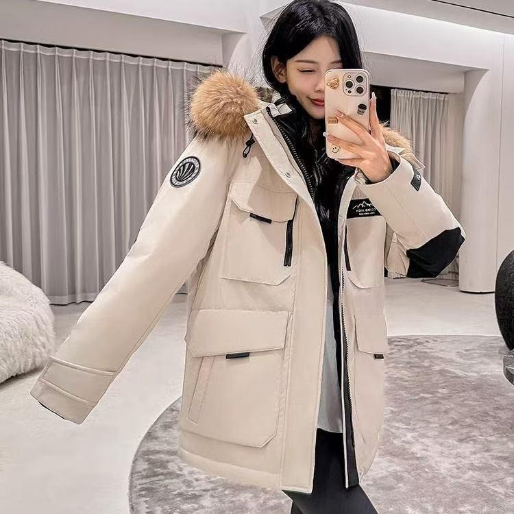 

Унисекс Зимний Пуховик Средней Длины с Меховым Воротником - Толстый, Теплый и Модный в Черном Цвете S 40-50 kg