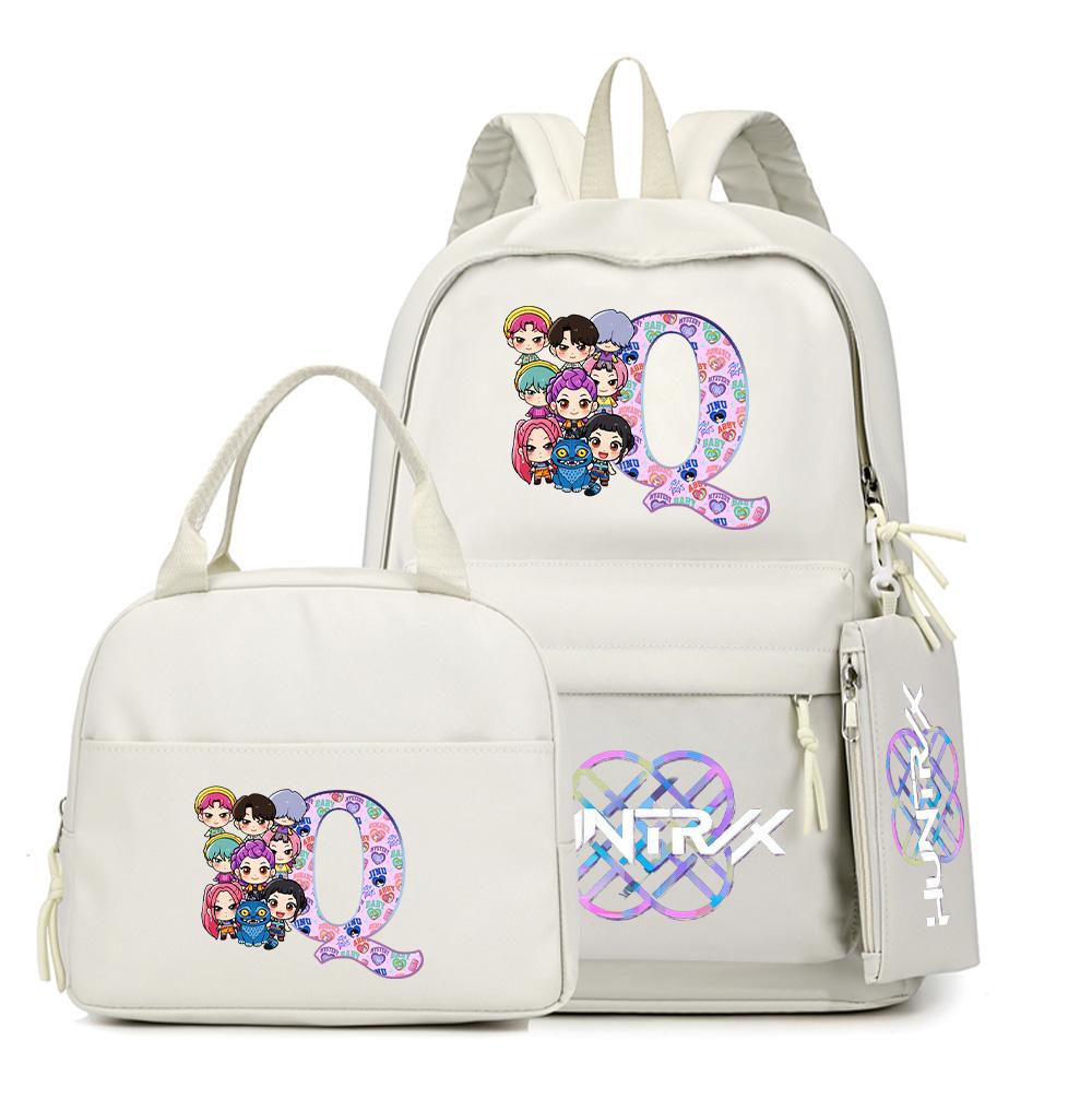 3Pcs/set 26 English Letter K-Pop Printed Backpack with Handbag Pencil Case for Teenager Student Boy Girl Schoolbag Large Capacity Travel Bag Rucksak