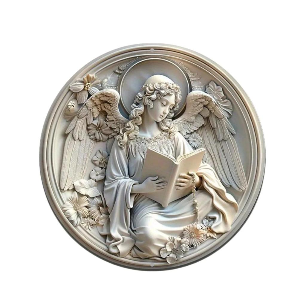 Angel Princess Art Poster Round Plate Metal Tin Sign Vintage Decortaive Tinplate Painting Pin Up Circle Plaque Decor for Bar Pub