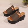 Fashion Wedges High Heel Sandals Slippers for Women Summer New Thick Bottom Beach Slipper Ladies Outside Wear Spelling Colour Slides
