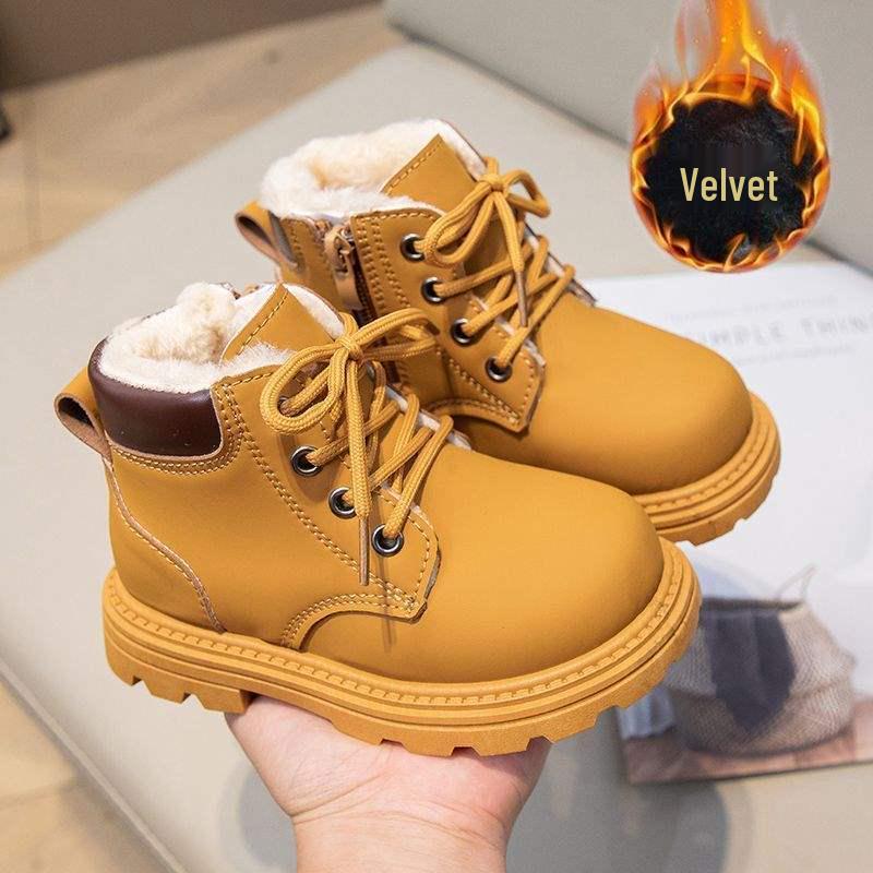 Kids' Plush Martin Boots 2025: Autumn/Winter New British-Style Short Snow Boots for Boys and Girls