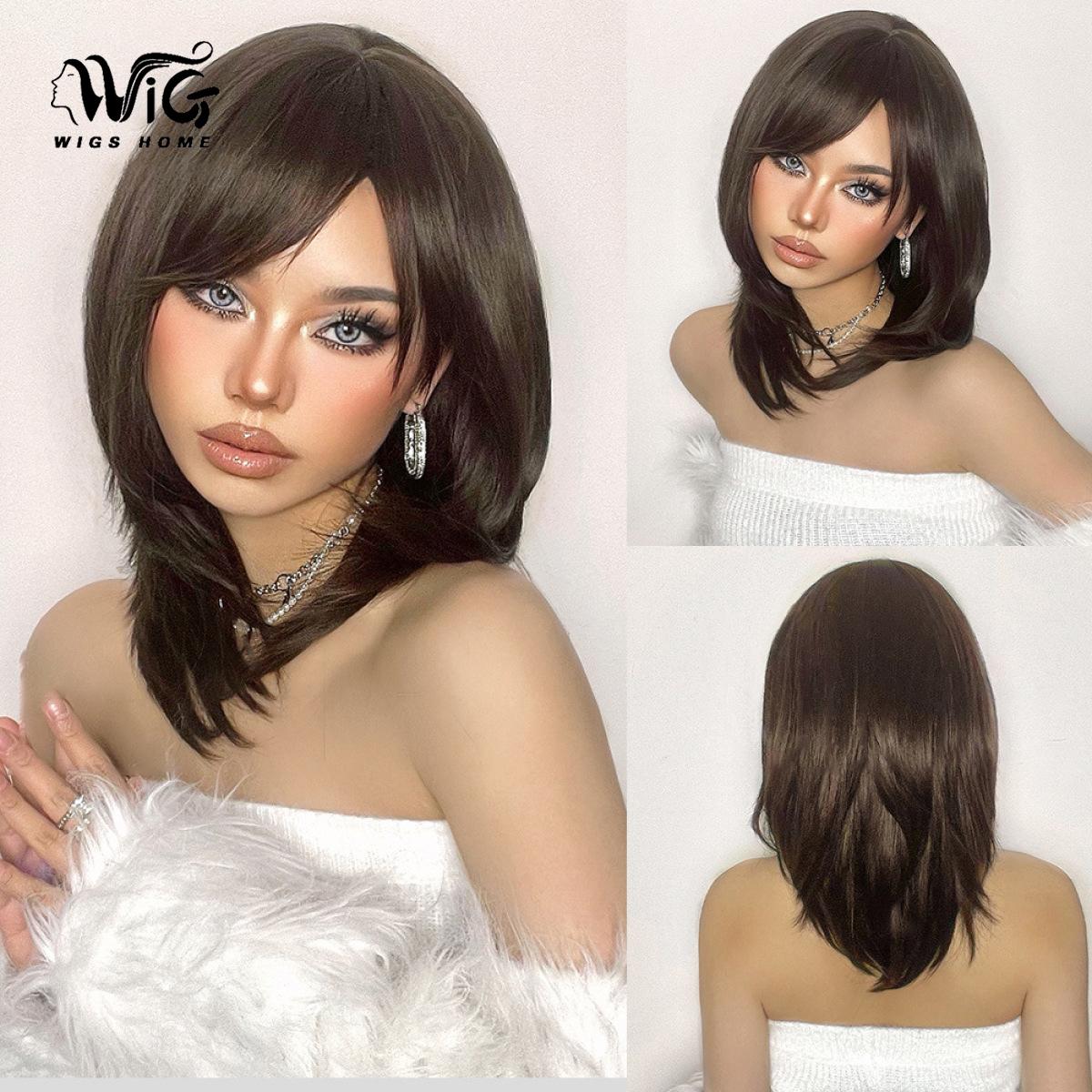 

Женский искусственный парик, 42 см, волосы, черно-коричневый парик, длинный прямой парик, полное покрытие головы, сетка для волос в виде розы, головные уборы, украшение для красоты, парик