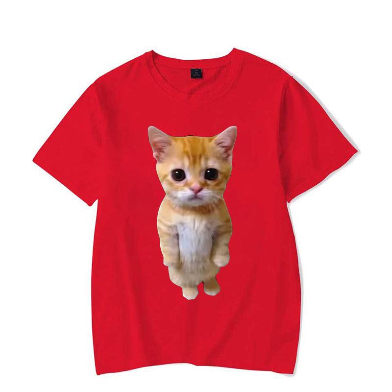 

Женская повседневная футболка с забавным котом и 3D принтом, женские и мужские летние футболки в стиле Харадзюку, повседневная модная одежда для девочек и мальчиков S