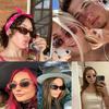 Protective Glasses 4pcs Rectangle Frame Sunglasses Women Men Candy Color Y2K Fashion Sun Glasses Vintage Outdoor Eyewear UV400