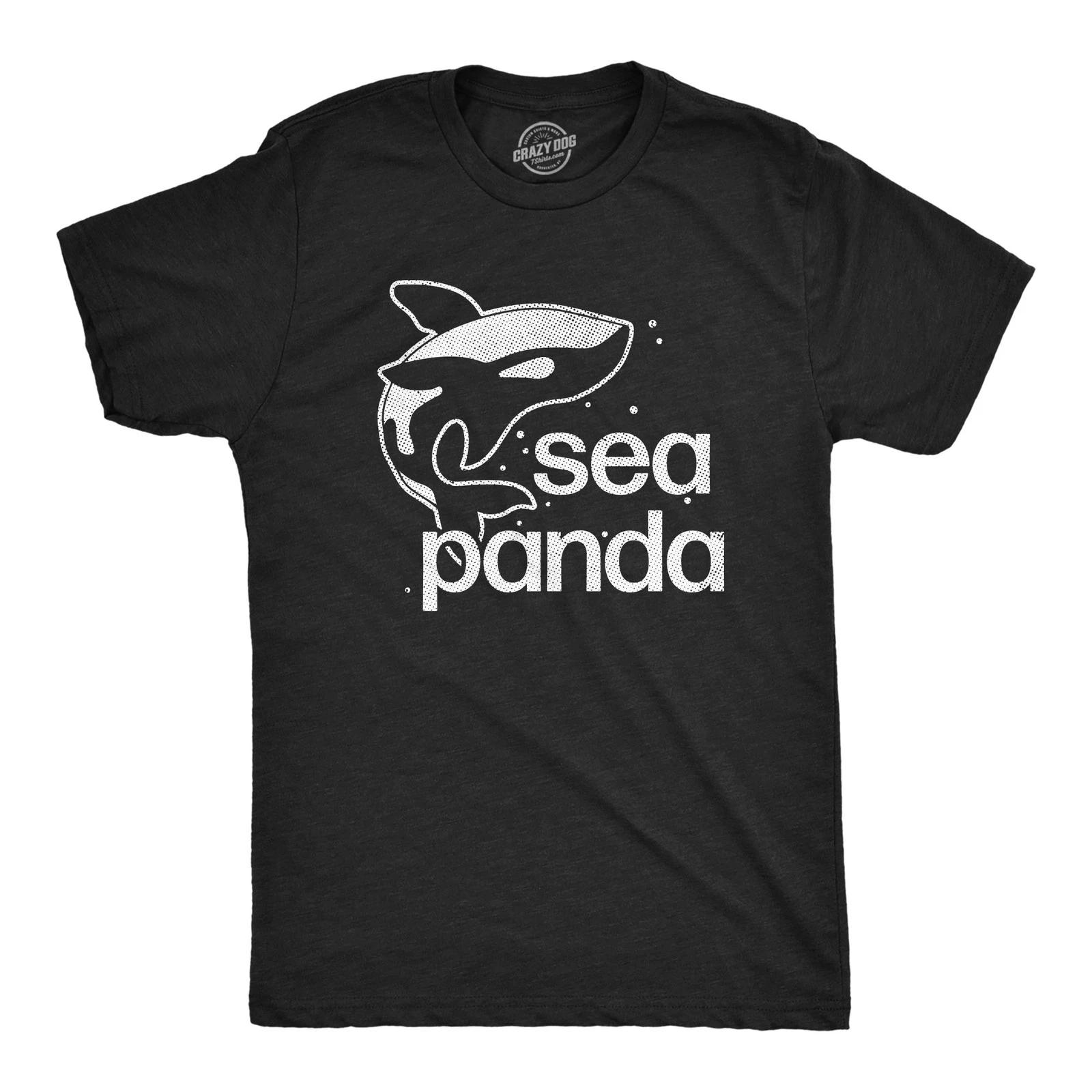 Mens Sea Panda T Shirt Funny Cute Orca Killer Whale Lovers Tee for Guys S
