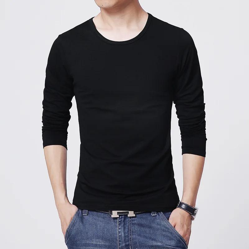 MRMT Brand Men s T-Shirts Long Sleeve Slim Men T-Shirt Young Man Pure Color Tops Tees Shirt O-Neck For Male Boys Tshirt XXXL чёрный