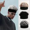 Men&Apos;S Hip-Hop Faux Hair Beanie Hat - Black Knit-Style Skull Cap With -Like Synthetic Hair, Durable Party & Wig-Like Accessory For Casual Wear