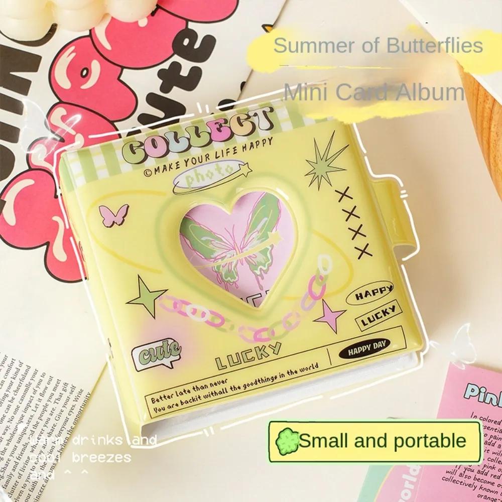 Nuevo Álbum de Fotos Kawaii Mariposa PVC Corazón de Amor Hueco Portatarjetas 3 Pulgadas Colección de Tarjetas de Ídolos Mini
