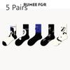 5 Pairs of Female Spring and Summer Trend Cartoon Tube Socks