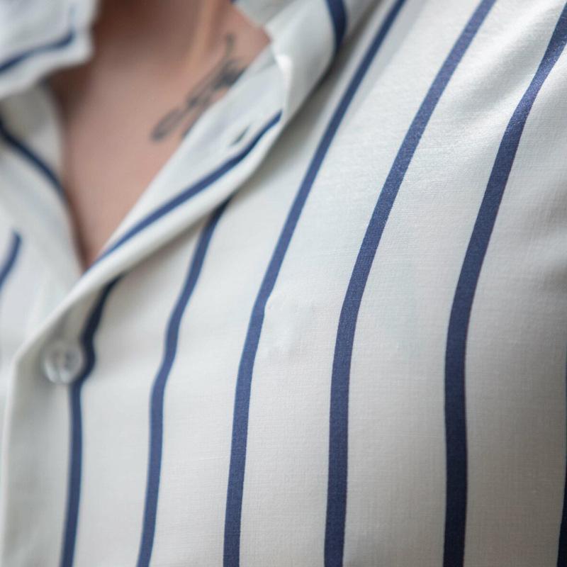 2026 Spring New Long Sleeve Shirt Striped Men's Casual Cardigan Top
