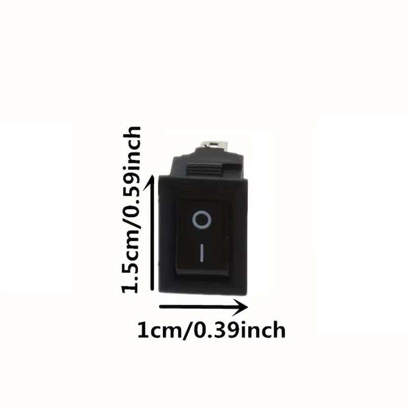 15pcs Mini Rocker Switch SPST Black and Red Snap in Switches Button AC 250V 3A / 125V 6A 2 Pin I/O 10*15mm On-off Switch Rocker