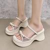 Fashion Women High Heels Slippers Platform Bow Designer Shoes Summer Woman Heeled Sandals New 2025 Fashion Slides Pumps Zapatillas Mujer