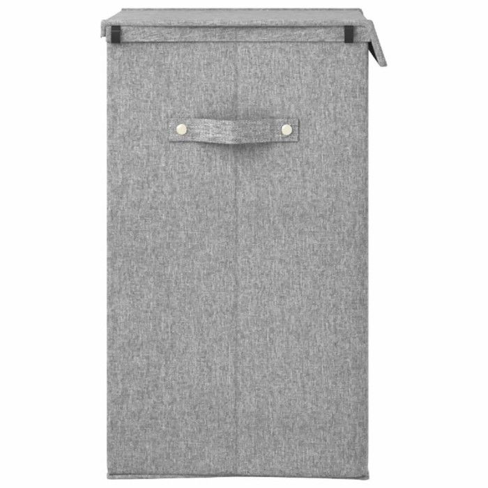 VidaXL Foldable Laundry Basket Grey 26x34.5x59.5 Cm Faux Linen Fabric 351039