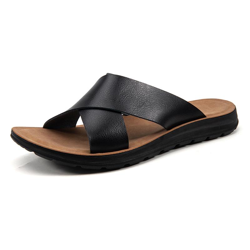 

Мужские кожаные тапочки Palm Cross Slides Casual Outdoor Летние итальянские дизайнерские классические коричневые черные 2024Новинка летние повседневные тапочки 47 черный коричневый