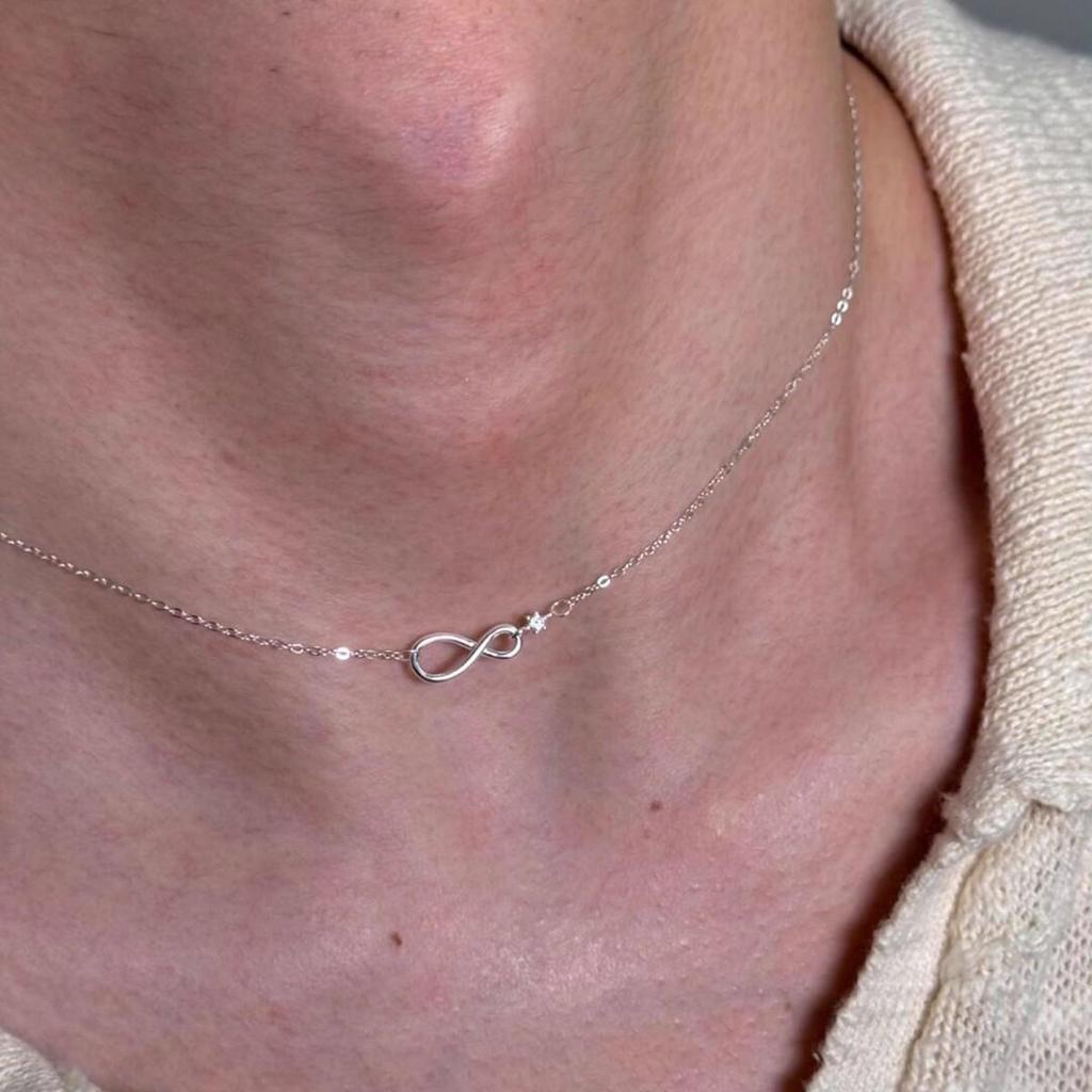 Korean Möbius Zircon Necklace: Elegant Layered Clavicle Chain Gift for Her