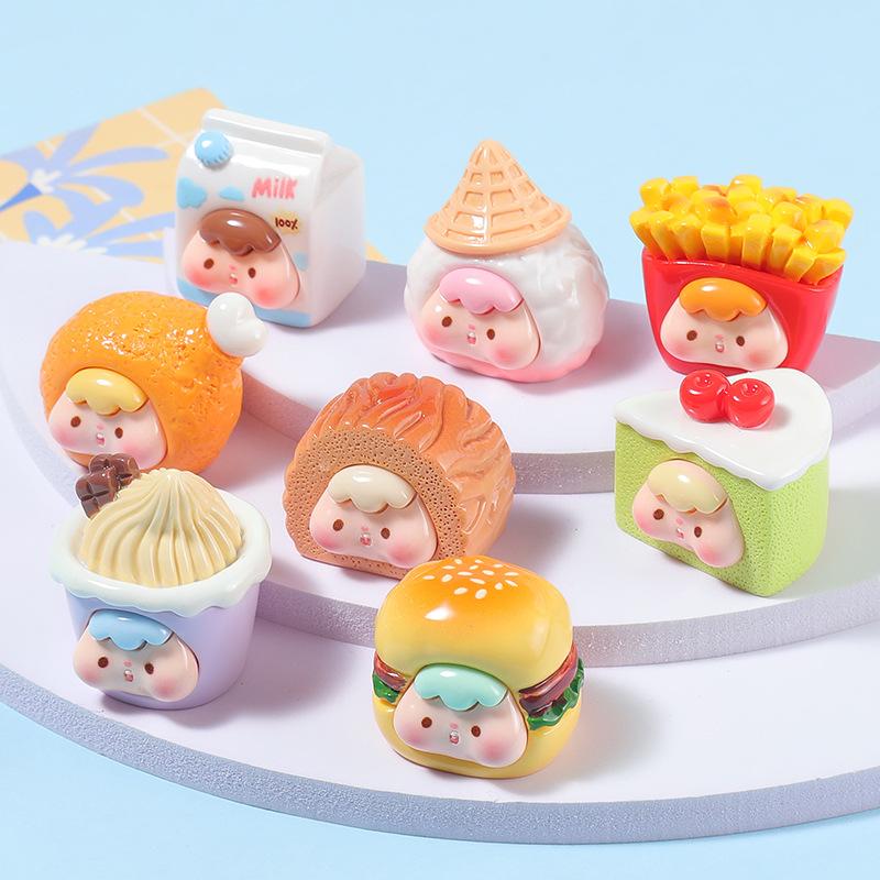 Mini simulation cake bread toy, beach cute pet girl party resin DIY trendy play accessories desktop car small ornaments