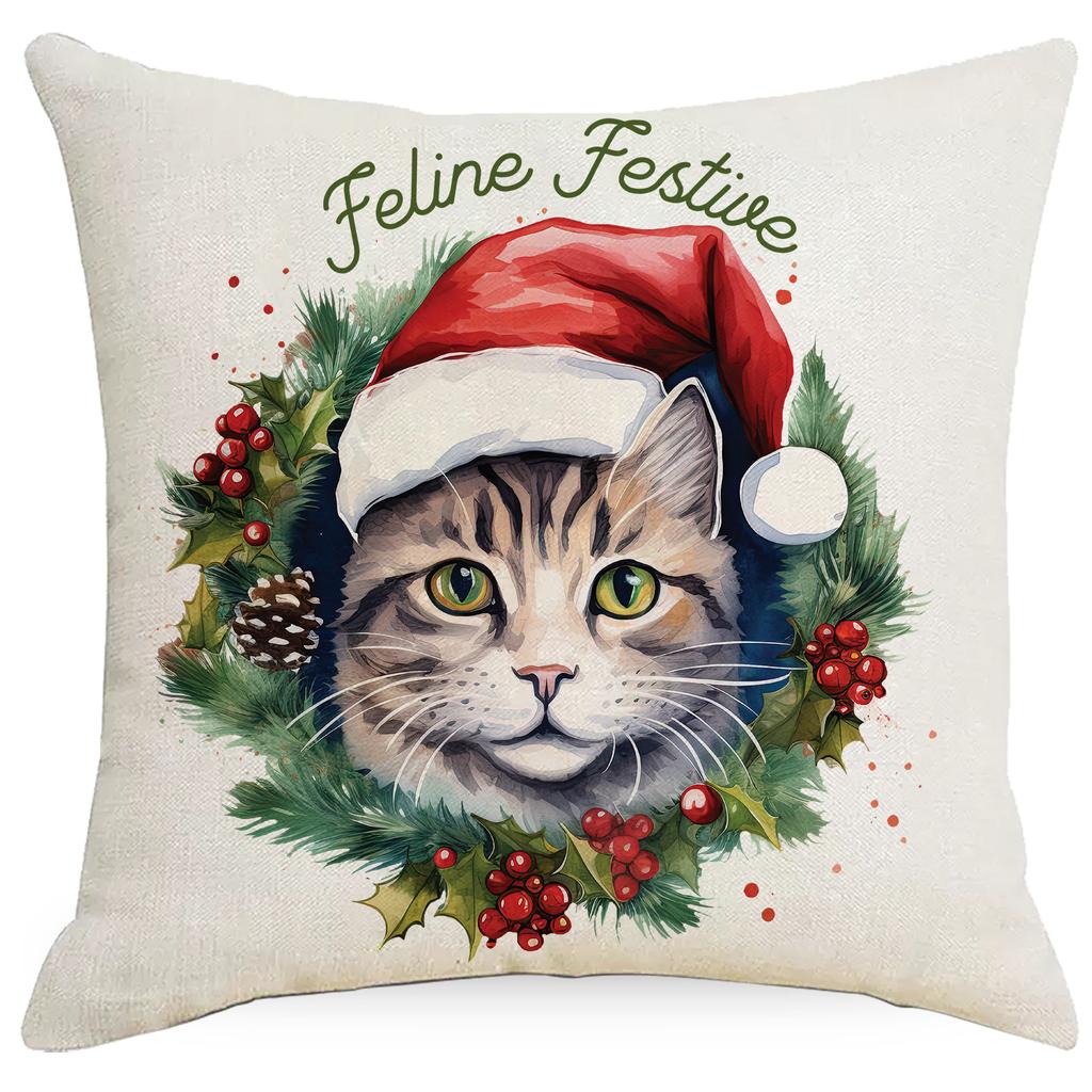 Christmas Cat Pillowcase Sofa Decoration Pillowcase Nordic Simple Modern Christmas Day