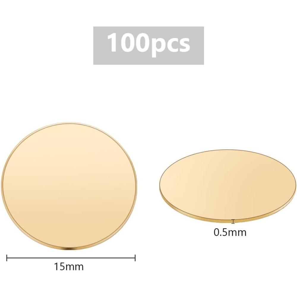100 pezzi Lavorazioni a Metallo Grezze Piastra Rotonda in Ottone 15mm Dischi in Ottone Lamiera di Ottone Grezza Lavorazioni a Incisione per Artigianato Kit per la Realizzazione di Modelli