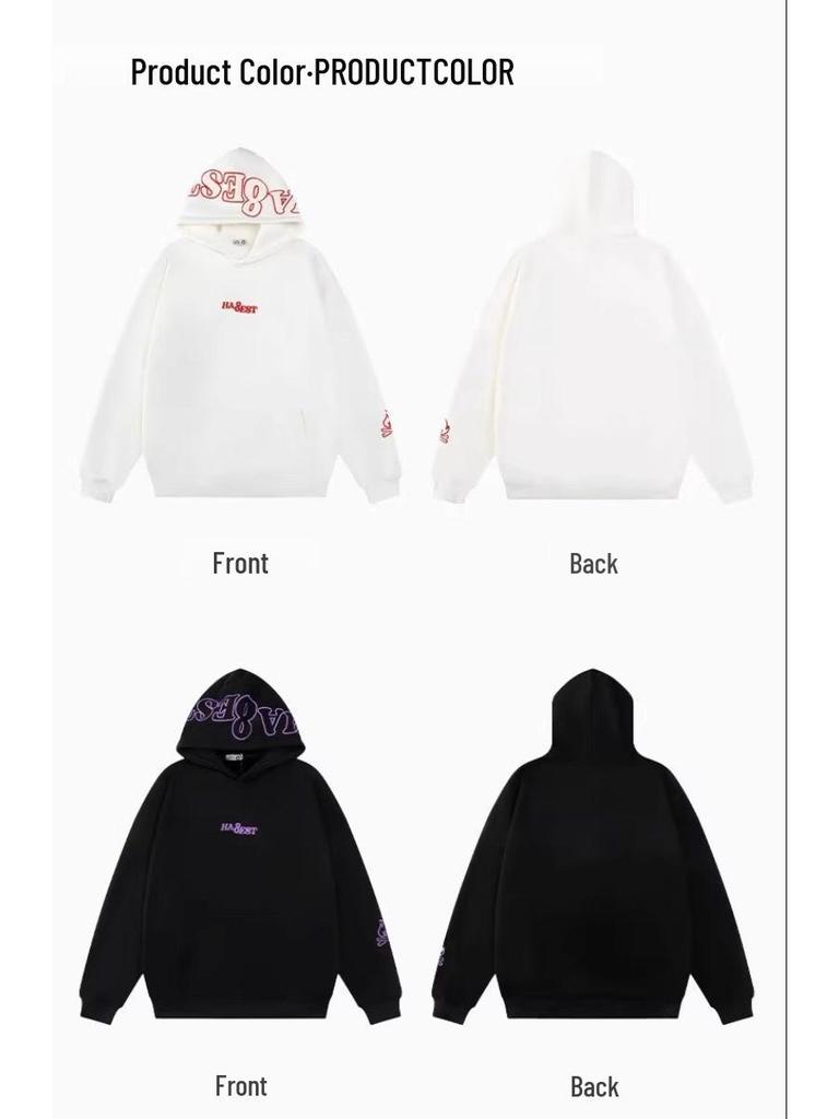 Amerikanisches Kapuzensweatshirt mit Little Flame Stickerei für Damen und Herren – Vielseitige lockere Passform für Herbst/Winter.