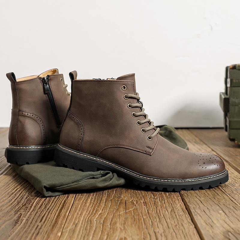 Fashion High Quality Retro Plus Size Shoes Men Designer Desert High Top Boot Casual Leather Outdoor Antiskid Walking Leather Oxford Shoe