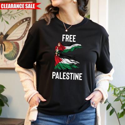 T-shirt con Bandiera I Love Free Palestine Madre Figlio Striscia di Gaza Palestinese Unisex Top