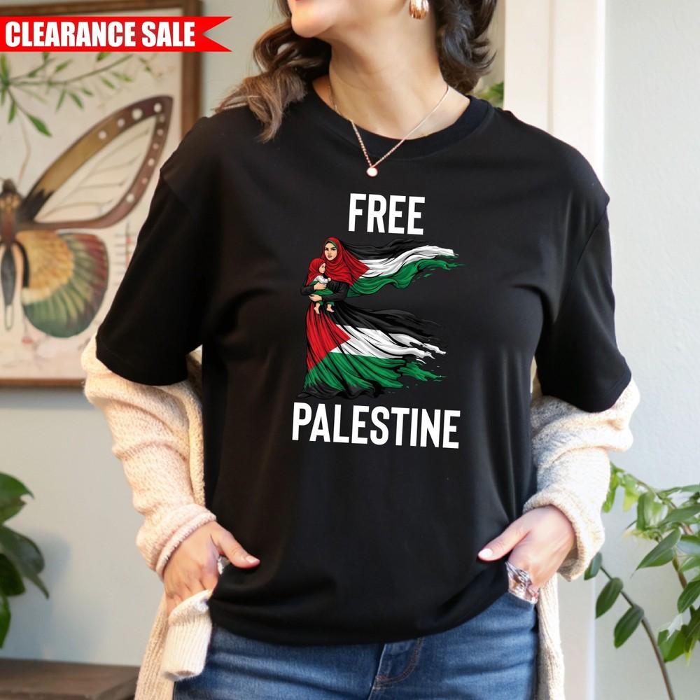 

I Love Free Palestine Flag T Shirt Mother Son Gaza Strip Palestinian Unisex Top S