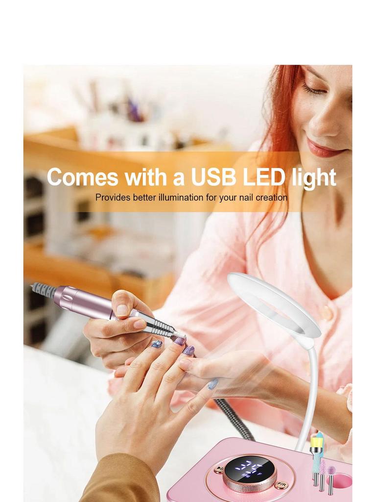 Luminous Tungsten Nail Drill Set with Grinding Heads