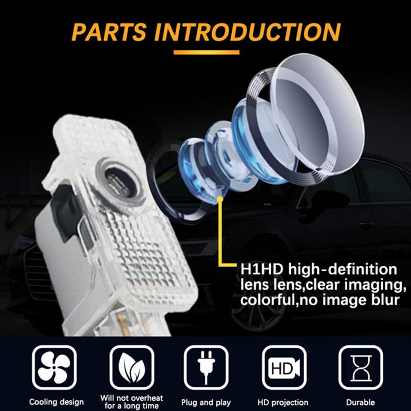 2PCS Car Door Welcome LED Light Logo Projector Laser For Audi A1 A3 A4 A5 A6 B5 B6 B7 B8 C5 C6 C7 A7 A8 Q3 Q5 Q7 TT Car Sticker