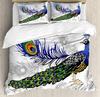 Peacock Bedding Set Peacock Tail Feathers Tropical Exotic A 3pcs Duvet Cover Set Bed Set Quilt Cover Pillow Case Comforter Cover
