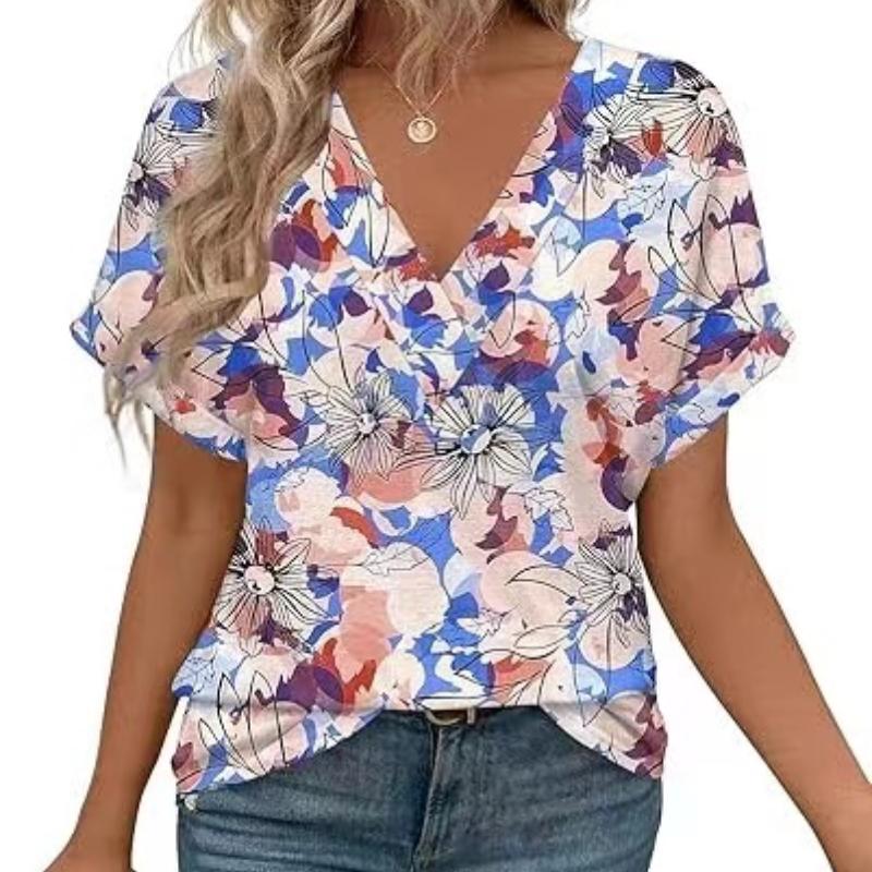 

Plus Size 2025 Summer New Women s Color Round Neck Short Sleeve Single Row Button Polyester Casual Loose 3XL
