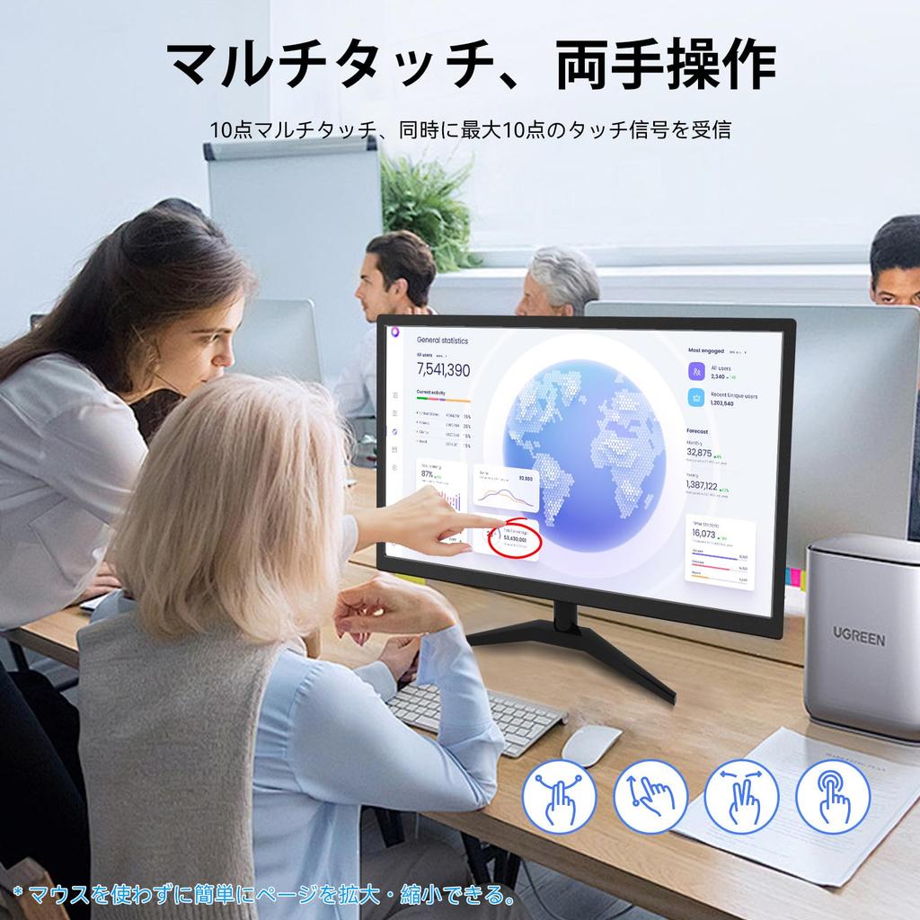 Touch Panel IPS FHD Touch Panel Computer HDMI VGA VESA Wall Black 22-inch Monitor, 1920x1080P, 10-Point Display, Ports, Built-in Speakers, Mountable,