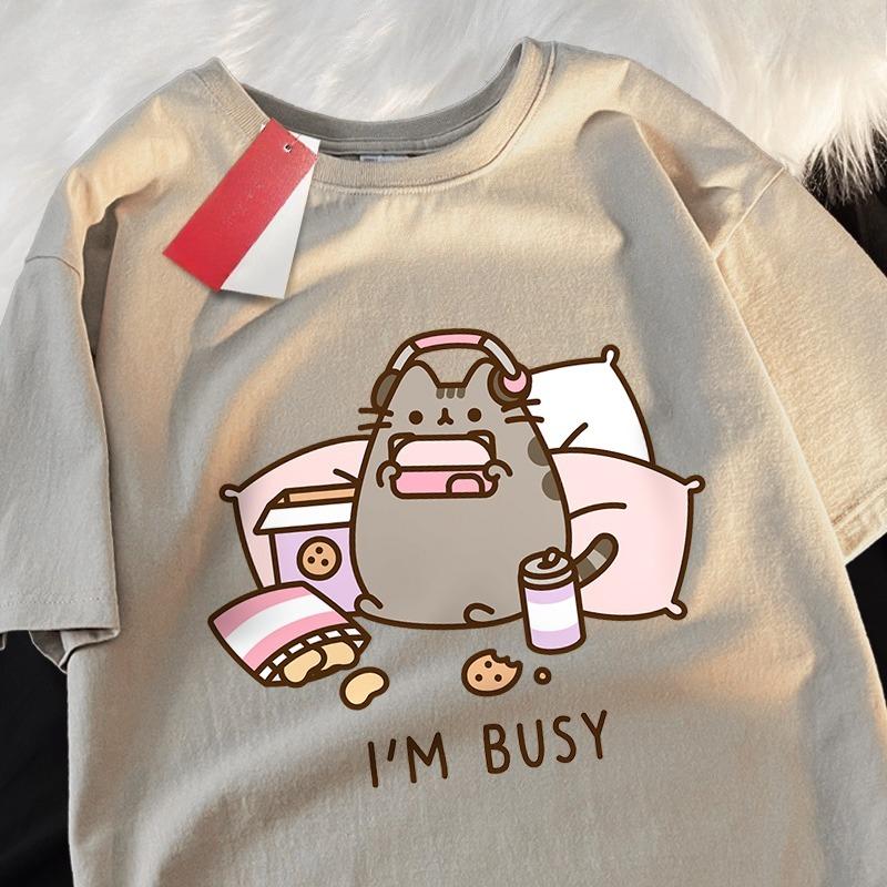 2026 Hot Sale Sorry I'M Busy Cat Playing Games with Headphones Men Women T Shirt High Quality Brand Clothing Loose T Shirts Cotton Shirt Tops Couple