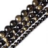 Natural Stone Golden Obsidian Bead Irisation Round Loose Spacer 4 6 8 10 12mm For Jewelry Making Diy Bracelet Necklace Accessory
