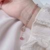 Flowers on the Road New natural strawberry crystal and gray moonstone crystal niche original design14K Women's bracelet