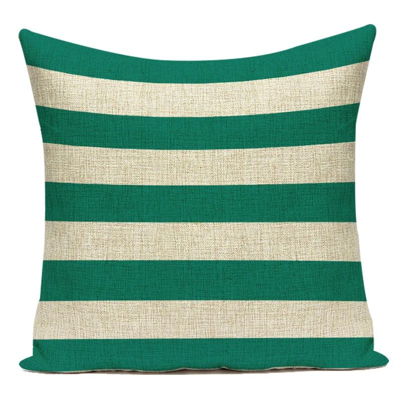 Polyester Green Geometric Stripe Wave Pillow Cover Decoratives Sofa Home Cushion Cover For Bedroom Living Room Decoration