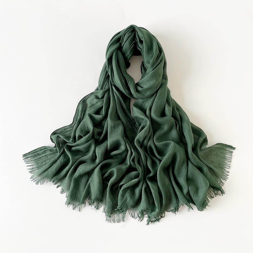 Summer versatile cotton and linen scarf shawl lengthened solid color yarn shawl sunscreen shawl simple scarf silk scarf women