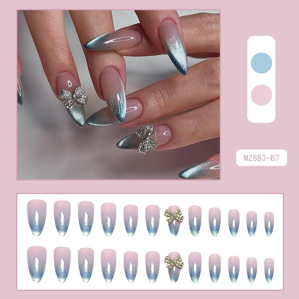 Uñas Postizas Brillantes Cortas-T con Acentos de Purpurina, Uñas Postizas de Fácil Aplicación para Uso Diario y Ocasiones Especiales, Accesorios para Uñas