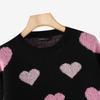 ZANZEA Damen Herbst Langarm Herzmuster Lässiger Strickpullover