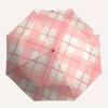 1pc Gingham Fabric Automatic Umbrella - Auto Open/Close Folding Umbrella with Reinforced 8-Rib Frame, Portable 3-Fold Compact Umbrella, Christmas