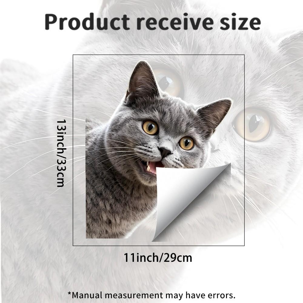 Removable Animal Window Sticker Electrostatic Cling Decorative Window Decal Window Decoration Grey Cat