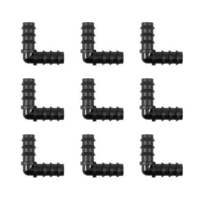 Sistema de riego para jardín de 9 piezas Acoplamientos tipo L Conector recto Riego por goteo micro Tubo de PE de 1/2" Manguera de tubo Accesorios de reparación