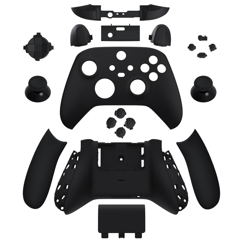 EXtremeRate Vollschalen-Tastenset für Xbox Series X S Ersatz-Seitenleisten-Griffe Vorder- und Rückschalenabdeckung für Xbox Core Wireless Controller Nicht &