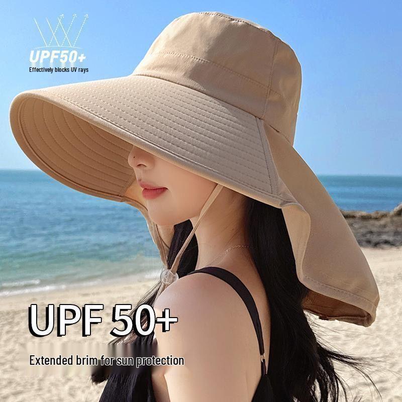 Womens' Travel Beach Shawl & Sun Hat Combo – Large Brim, Face Covering, UV Protection, New Style for Sunshade & Cycling